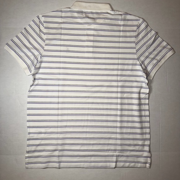 Polo by Ralph Lauren Men's White and Blue Striped Polo Shirt - Picture 4 of 5